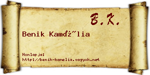 Benik Kamélia névjegykártya